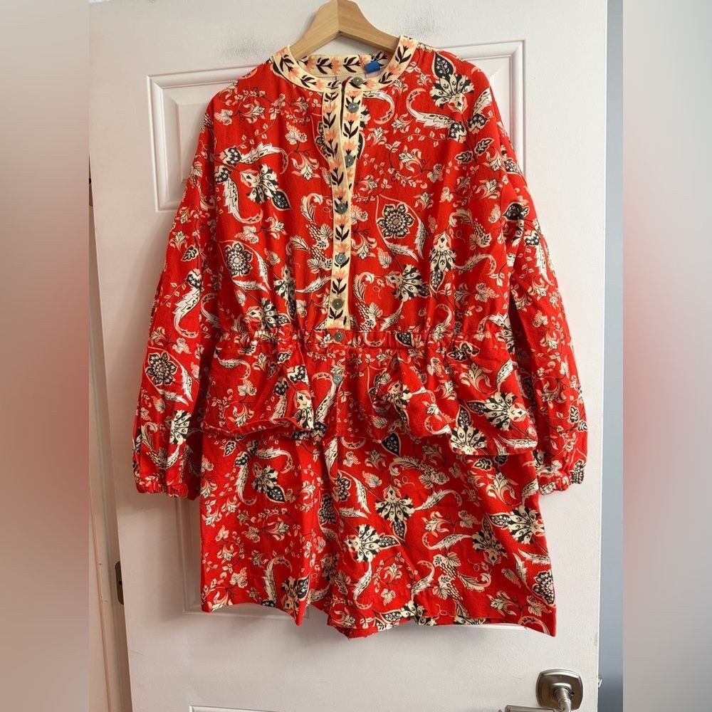 Farm Rio x Anthropologie Long-Sleeve Printed Romper NWT Size L - Picture 2 of 16